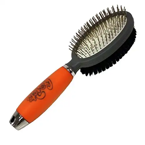GoPets Professional Double Sided Pin & Bristle Brush for Dogs