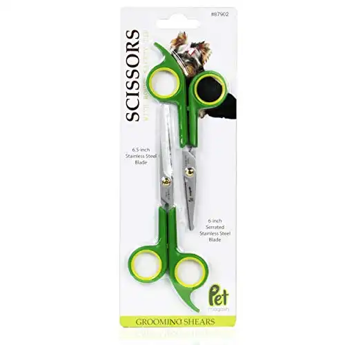 Pet Magasin Japanese Stainless Steel Grooming Scissors (1 for Body and 1 for Face)